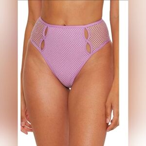 Becca Purple High Waist Swim Bottoms Size Medium